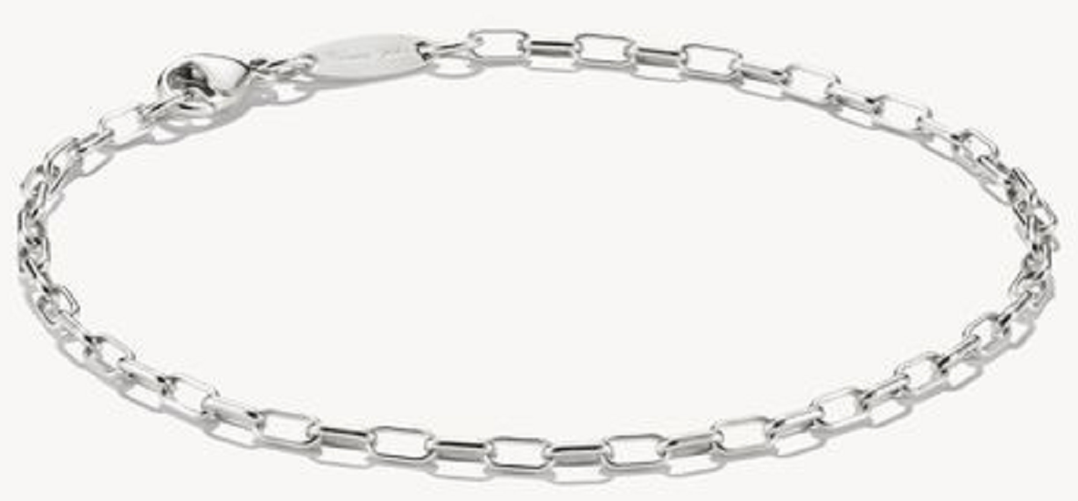 Pulsera de eslabones de plata con diseño de cadena continua