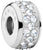 Charm de acero inoxidable con piedras de engaste y orificio pasante, color plateado