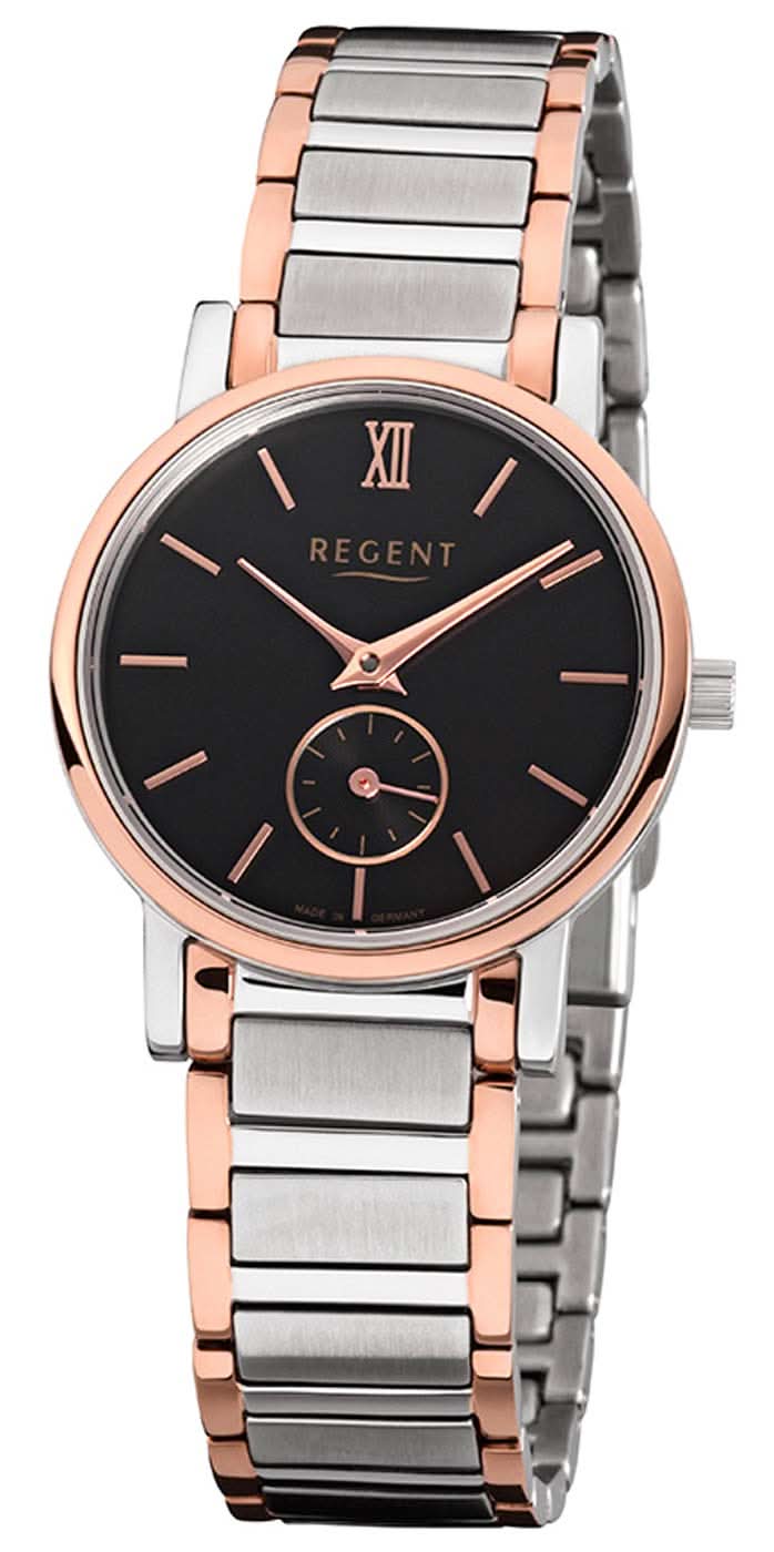 Pulsera de hombre Regent con esfera negra, números romanos y brazalete de metal