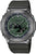 Reloj para hombre con esfera verde y correa de silicona negra, caja de metal, pantalla digital.