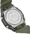 Fondo de reloj para hombre con impresión de caja, tapa metálica y correa de silicona verde.
