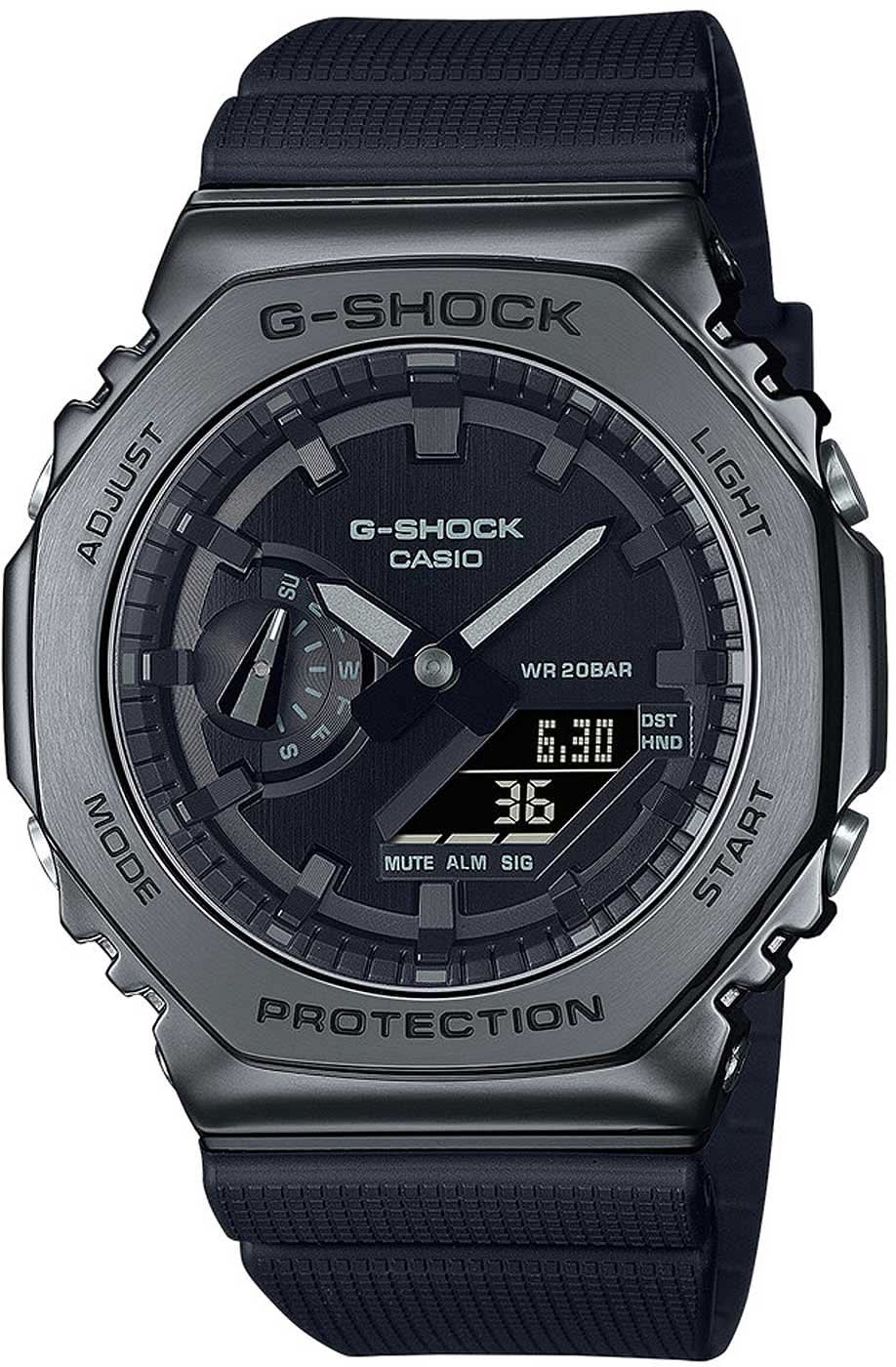 Reloj Casio G-Shock para hombre con esfera negra, caja gris oscuro y correa de caucho