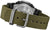 Pulsera Casio G-Shock con correa textil verde y hebilla de pasador plateada, soportes negros.
