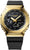 Reloj de pulsera para hombre de frente: bisel dorado, esfera negra con pantalla digital