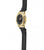 Pulsera de hombre de lado: bisel dorado en correa de caucho negro