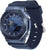 "G-Shock reloj para hombre, vista frontal diagonal: esfera azul y carcasa protectora robusta"