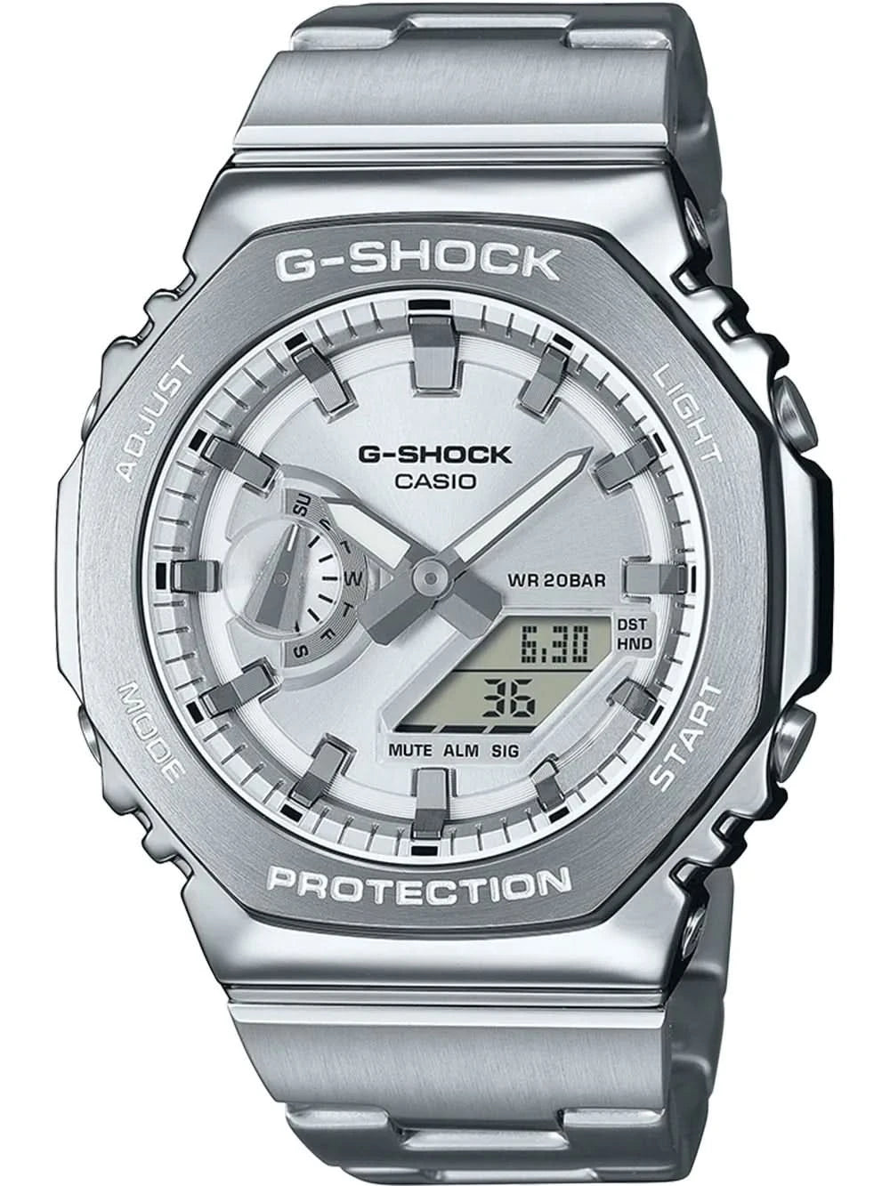 Reloj Casio G-Shock para hombre con correa de metal plateada y pantalla analógico-digital