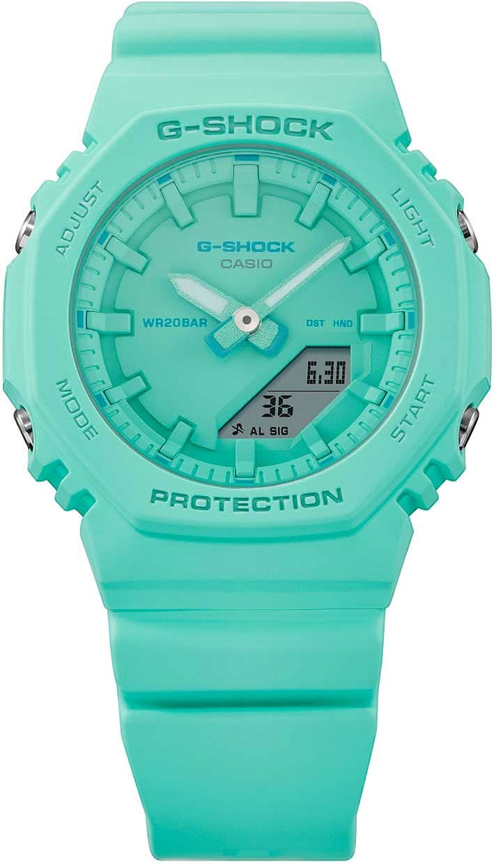Casio G-Shock - Reloj para mujer con correa de plástico turquesa y esfera redonda