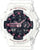 Casio G-Shock - Reloj para mujer con correa de plástico blanco, esfera negra y detalles en rosa