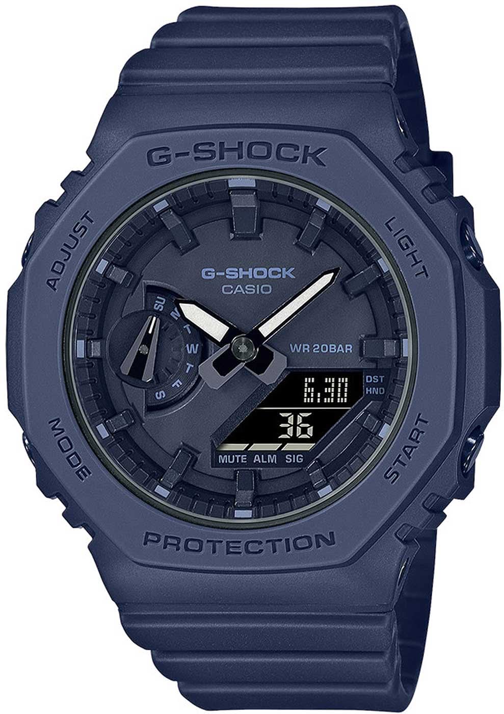 Casio G-Shock Reloj para Mujer, correa de silicona azul oscuro, esfera redonda con índices