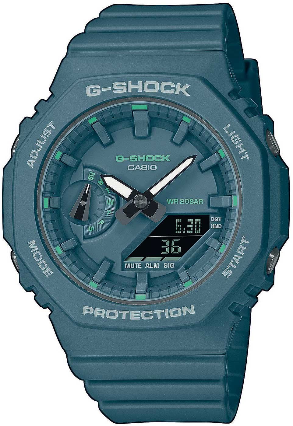 Casio G-SHOCK - Reloj digital para mujer con correa azul y caja redonda