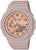 "Reloj de mujer con esfera redonda, detalles en oro rosa y correa beige"