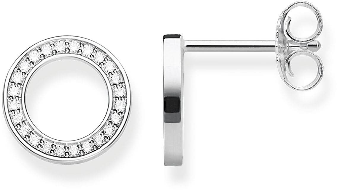 Pendientes circulares de plata de ley 925 con incrustaciones de piedras, diseño redondo