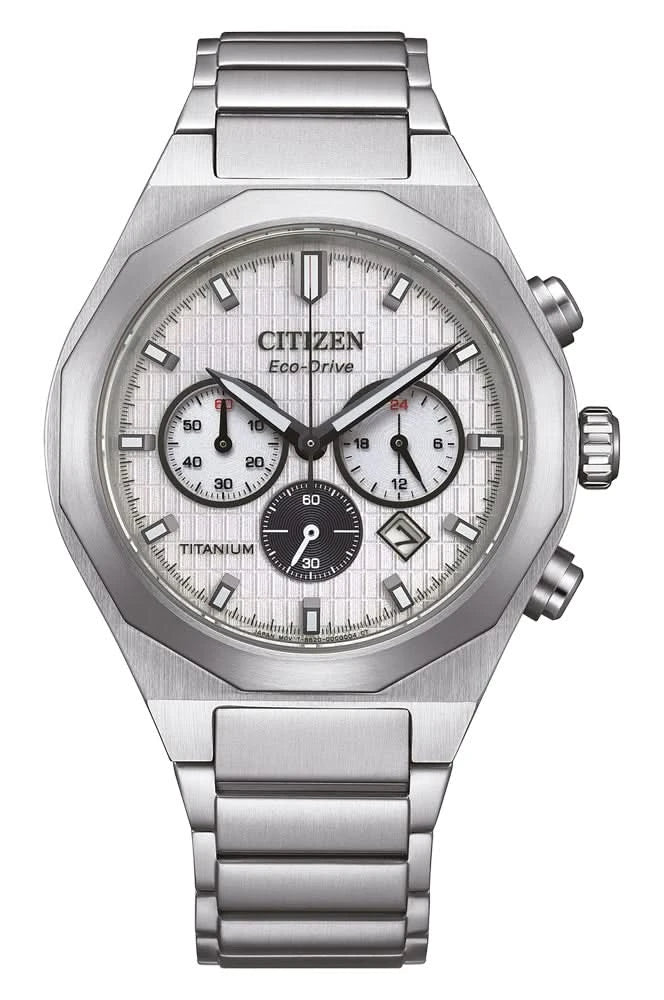 Reloj Citizen para hombre con esfera plateada, Eco-Drive y cronógrafo de tres subesferas