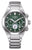 Reloj de titanio para hombre con esfera verde, subesferas de cronógrafo y pulsera de metal.