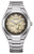 Reloj de hombre con pulsera de supertitanio plateado y esfera marrón, cronómetro automático redondo
