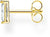 Pendiente individual, montura dorada con piedra transparente
