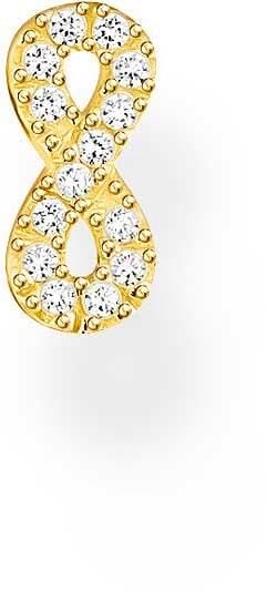 Pendientes Infinity con circonita, color oro amarillo, símbolo de infinito en forma de corazón