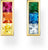 Pendientes rectangulares con montura chapada en oro amarillo y piedras de colores