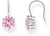 Pendientes con piedra redonda rosa y montura plateada, cierre de gancho