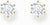 Pendientes de botón con circonita blanca redonda de talla brillante, montura dorada