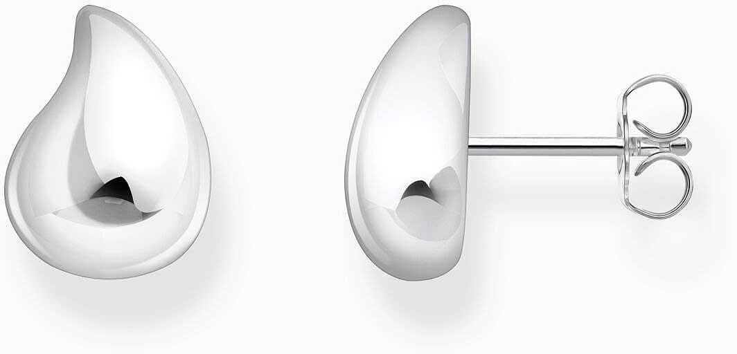 Pendientes de plata con forma de gota lisa, par