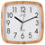 Reloj de pared cuadrado con marco de madera, esfera blanca y manecillas negras