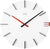 "Reloj de pared con esfera blanca, manecillas negras y segundero rojo"