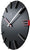 Reloj de pared JVD con esfera negra, índices de bastón angulados y manecillas rojas