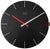 Reloj de pared JVD con esfera negra, detalles rojos e manecillas blancas