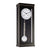 Reloj de pared con caja rectangular de madera negra, péndulo redondo y esfera blanca