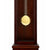 Frente de reloj de pie con caja de madera oscura y pomo de péndulo redondo dorado