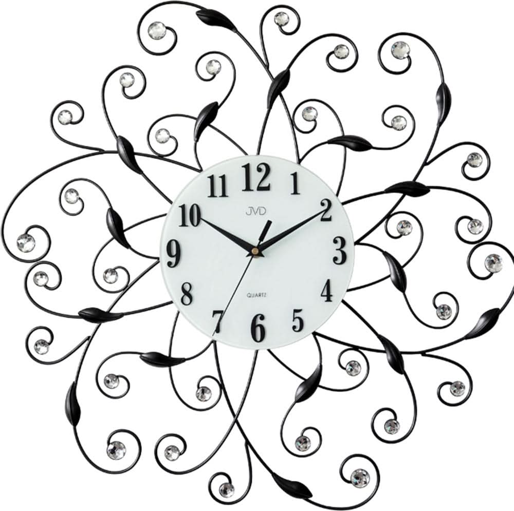 Reloj de pared moderno de metal con esfera abierta y anillo negro, decoración 3D
