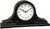Reloj de mesa de madera con esfera redonda y números romanos, marco negro
