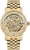 Reloj automático dorado para hombre con movimiento esqueleto y esfera de cristal
