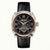 Reloj de hombre con esfera negra y correa de cuero negra, diseño esqueleto