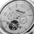 Esfera de reloj para hombre de cerca: texto automático plateado, visualización del día y movimiento