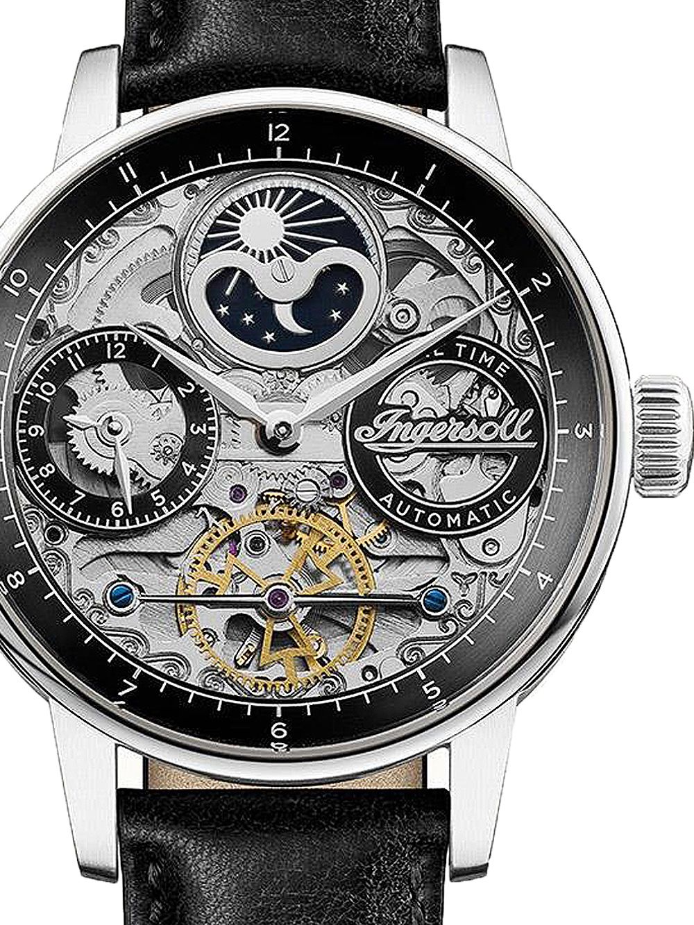 Ingersoll The Jazz I07701 Herren • Skelett-Automatikwerk • Mondphase & Dual-Time