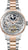 Reloj de hombre con correa de acero inoxidable plateado y oro rosa, esfera esqueleto con fases lunares.