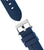 Reloj de hombre con correa azul y hebilla de metal, caja de acero inoxidable