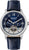 Reloj de hombre con esfera azul, movimiento automático esqueleto y correa de cuero azul