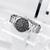 Pulsera de acero inoxidable para hombre, corona lateral, esfera negra