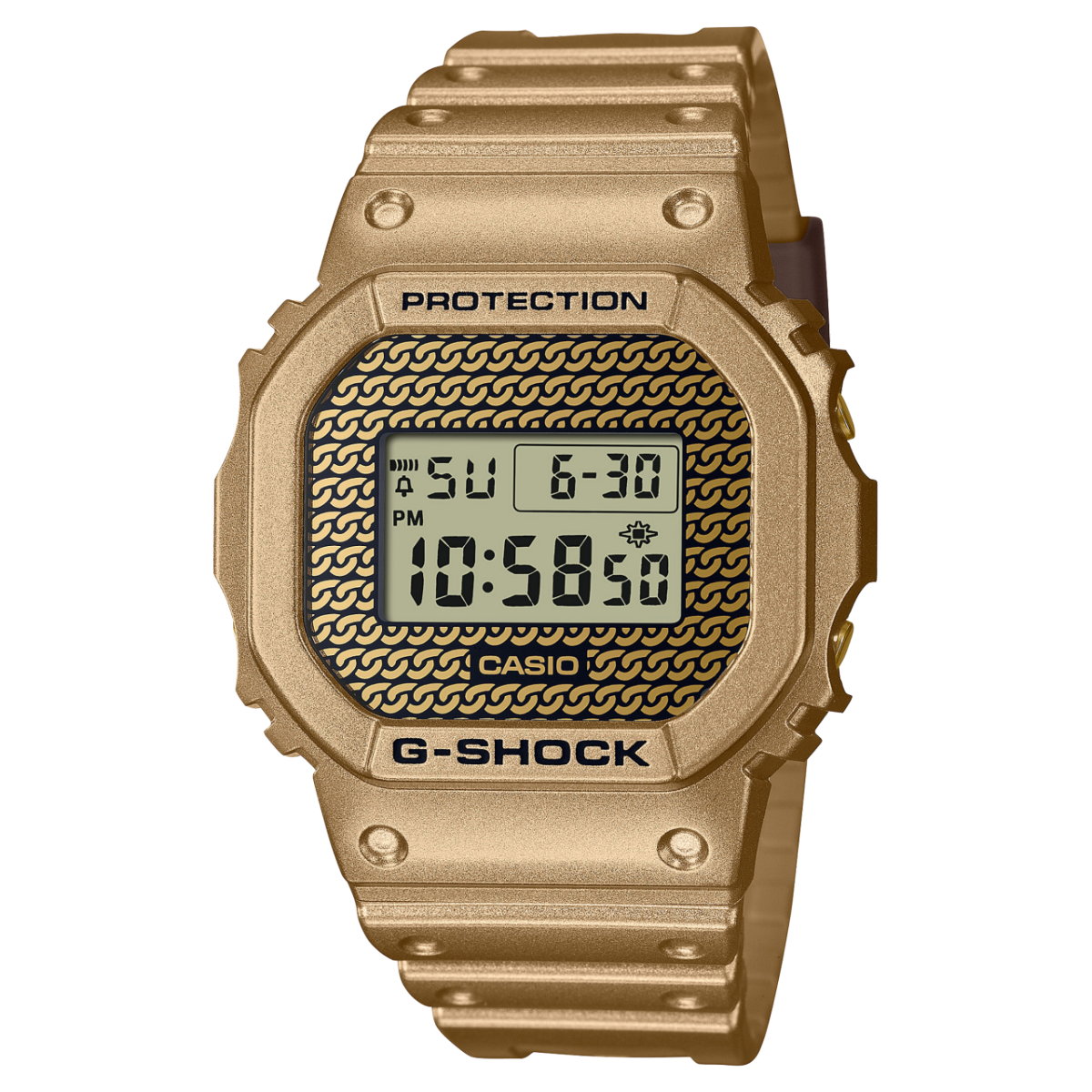 Goldene G-SHOCK Herrenarmbanduhr mit digitalem Display und geschütztem Gehäuse