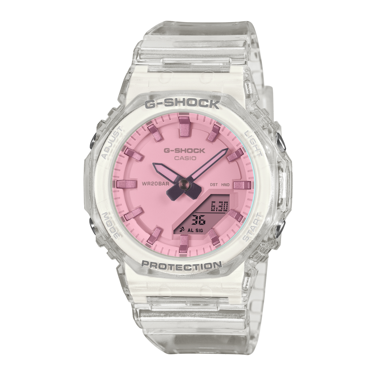 Casio GMA-P2100SR-7AER G-Shock Classic Armbanduhr Transparent/Rosa • Ana-Digi-Anzeige • Stoßfest & wasserdicht
