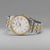 Reloj de pulsera para hombre con caja redonda, esfera blanca y brazalete metálico bicolor