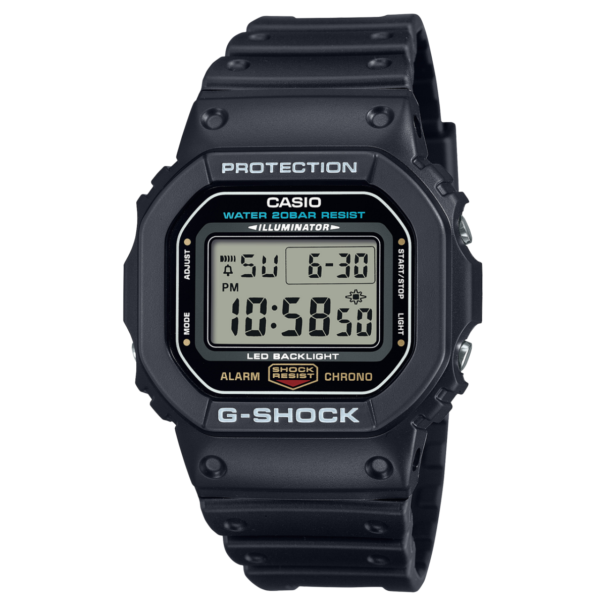 Herren G-Shock Digitaluhr von Casio mit schwarzem Gehäuse und LED-Display