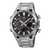 Casio EDIFICE Herrenarmbanduhr mit silberfarbenem Metallband und schwarzem Zifferblatt