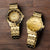 Dos relojes de pulsera SEIKO para hombre con esferas doradas y ventana de fecha a las 6