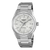 Herrenarmbanduhr mit silbernem Metallband und hellgrauem strukturiertem Zifferblatt, Automatik