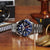Seiko 5 Sports - Reloj de pulsera para hombre con esfera azul, bisel estriado, correa de metal